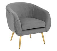 Fauteuil Gris ""Solaro"" velours plissé gris - Atmosphera Créateur d'intérieur