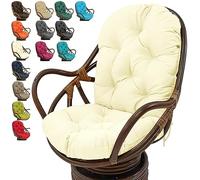 Fauteuil hamac pivotant à bascule avec dossier haut imperméable touffeté pour l'extérieur pour un meilleur confort et relaxation (blanc 120 x 60 cm)
