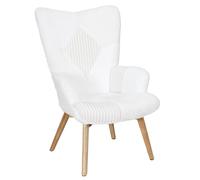 HOME DECO FACTORY - Fauteuil Helsinki Patchwork - Mobilier D'Assise Confortable - Idéal pour Salon ou Bureau - 65 x 100 x 74 cm - Hauteur Assise 24 cm - Couleur Blanc Beige Marron - Modèle Helsinki