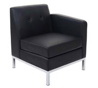 Fauteuil HWC-C19, système modulaire de fauteuils, partie de droite, un accoudoir, extensible similicuir noir