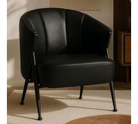 Fauteuil HWC-P30, fauteuil rembourré/cocktail/club Lounge Chair Vintage Retro Industrial Métal Simili cuir noir