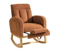 Fauteuil inclinable à Bascule rembourré Moderne, Fauteuil rembourré à Dossier Haut avec Repose-Pieds réglable, Poche latérale et Pieds en Bois, canapé Relaxant pour Salon, Chambre à Coucher