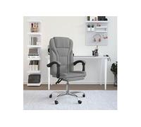 vidaXL Fauteuil Inclinable de Bureau, Chaise Pivotante avec Dossier et Repose-pied Réglables, Siège de Bureau, Moderne, Gris Clair Tissu Gris G