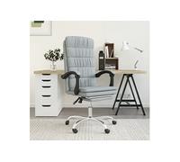 Fauteuil Inclinable de Bureau Siège Inclinable Chaise d'Ordinateur Dossier et Repose-pied Réglables Meuble de Bureau Intérieur Gris Clair Tissu