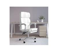 vidaXL Fauteuil Inclinable de Bureau Siège Inclinable Chaise d'Ordinateur Dossier et Repose-pied Réglables Meuble de Bureau Intérieur Blanc Similicuir 349634 G