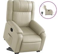 Fauteuil inclinable électrique crème similicuir