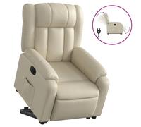 Fauteuil inclinable électrique crème similicuir