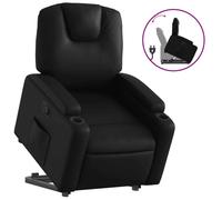 Fauteuil Inclinable Électrique, Fonction Levage, Similicuir Noir, Repose-Pieds Manuel, 110 kg Max, 74x88x97 cm