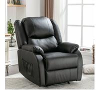 Fauteuil inclinable en cuir - Cuir PU noir - Dimensions 80x90x100 cm - Poids 32 kg - Inclinable manuellement
