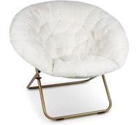 Fauteuil inclinable - Fourrure artificielle blanche - Extra moelleux - Soutien du siège - Fauteuil suspendu - Détente