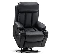 Fauteuil inclinable M MCombo avec Aide à la Position Debout et Fonction d’Inclinaison 7190, Chaise TV réglable électriquement, pour Salon pour Personnes âgées, USB (Similicuir Noir)
