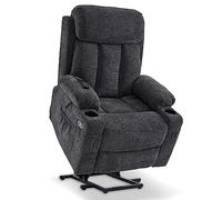 Fauteuil inclinable M MCombo avec Aide à la Position Debout et Fonction d’Inclinaison 7190, Chaise TV réglable électriquement, pour Salon pour Personnes âgées, USB (Tissu Gris foncé)