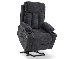 Fauteuil inclinable M MCombo avec Aide à la Position Debout et Fonction d’Inclinaison 7190, Chaise TV réglable électriquement, pour Salon pour Personnes âgées, USB (Tissu Gris foncé)