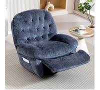 Fauteuil inclinable manuel pivotant à 360°, canapé d'appoint simple en velours moelleux avec repose-pieds réglable, bleu