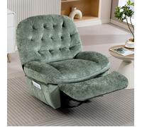 Fauteuil inclinable manuel pivotant à 360°, canapé d'appoint simple en velours moelleux avec repose-pieds réglable, vert