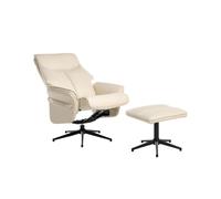 Fauteuil Inclinable Moderne en Cuir Vegan avec Repose-Pied Pivotant Beige Clair