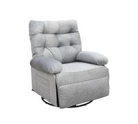 Fauteuil inclinable pivotant en tissu gris avec dossier capitonné - Longueur 90 x Hauteur 107 x Profondeur 84 cm
