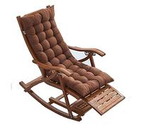 Fauteuil inclinable pliant réglable - Chaise longue - Fauteuil inclinable pliant en bambou, fauteuil à bascule réglable, coussin en coton et massage des pieds pour le jardin, (taille_name, c