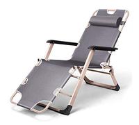 Fauteuil inclinable pliant réglable - Fauteuil à bascule d'extérieur réglable avec appui-tête, chaise longue pliable, mobilier de jardin confortable avec coussin en coton moelleux (gris arge