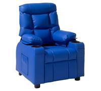 Fauteuil inclinable pour enfants, fauteuil inclinable pour tout-petits avec 2 porte-gobelets et 4 poches, dossier réglable de 107° à 126°, canapé inclinable en cuirPolyuréthanefacile à nettoyer avec r