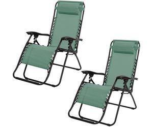 Fauteuil inclinable relax - SUNNYDAYS - La Playa - Pliant - Métal - Vert - Lot de 2