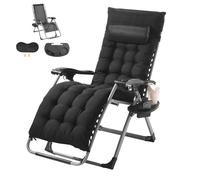 Fauteuil Inclinable Zéro Gravité 645 mm 226 8 kg Noir Transat Relax Jardin pour Intérieur Extérieur Appui-tête Repose-pieds