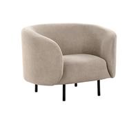 Beliani Fauteuil Incurvé Design Art Déco Moderne avec Pieds Noirs en Tissu Polyester Taupe Loen