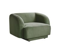 Fauteuil Incurvé Glam Style Art Déco avec Accoudoirs en Tissu Vert Skjanes