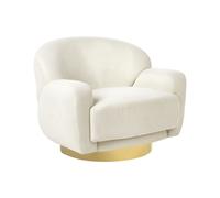 Fauteuil Incurvé Glam Style Art Déco Base Dorée Siège en Tissu Beige Clair Lejre