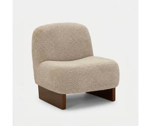 Fauteuil Japandi en tissu bouclette pour salon Kyoto Poise