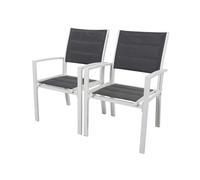 Fauteuil Jardin Alu/Textilène Rembourré Brazil / Canaries - Phoenix - Blanc / Gris Foncé