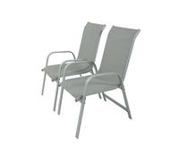 Habitat et Jardin – Fauteuil de jardin Porto Phoenix – Alu/Textilène, Gris clair – Lot de 2