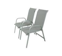 Fauteuil jardin Alu/Textilène ""Porto"" - Phoenix - Gris clair - Lot de 2
