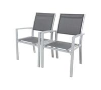 Fauteuil jardin Alu/Textilène ""Tropic"" - Phoenix - Gris foncé - Lot de 2