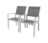 Habitat et Jardin - Fauteuil de jardin Tropic Phoenix - Alu/Textilène - Gris foncé - Lot de 2