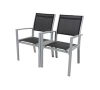 Fauteuil jardin Alu/Textilène ""Tropic"" - Phoenix - Noir - Lot de 2