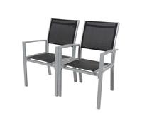 Fauteuil jardin Alu/Textilène [ ]Tropic[ ] - Phoenix - Noir - Lot de 2