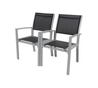Fauteuil Jardin Alu/Textilène Tropic - Phoenix - Noir - Lot De 2 Noir