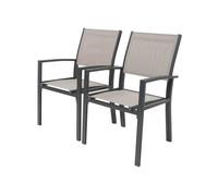 Fauteuil Jardin Alu/Textilène Tropic - Phoenix - Taupe - Lot De 2 Marron