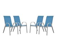 Fauteuil Jardin Textilène Cordoba - Phoenix - Bleu - Lot De 4