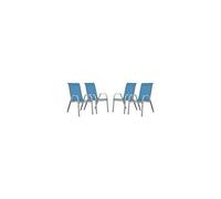 Fauteuil Jardin Textilène Cordoba - Phoenix - Bleu - Lot De 4