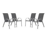 Fauteuil jardin Textilène "Cordoba" - Phoenix - Gris foncé/Argenté - Lot de 4 3 G
