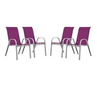 Fauteuil jardin Textilène ""Cordoba"" - Phoenix - Rose - Lot de 4