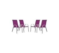 Habitat et Jardin - Lot de 4 Fauteuils de Jardin en Textilène et Acier Rose Violet - Cordoba|Phoenix - Chaises de Jardin avec Accoudoirs - Chaises de Maison Solides et Légères