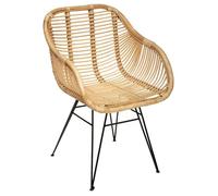 Atmosphera – Fauteuil Koeta en rotin et acier noir L 57,5 x P 60 x H 85 cm – Chaise design
