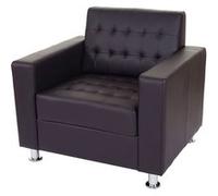 Fauteuil Kunda, fauteuil de salon / club, pieds métalliques similicuir, café Marron G