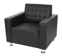 Fauteuil Kunda, fauteuil de salon / club, pieds métalliques similicuir, noir