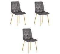 Fauteuil LIBRA - velours gris foncé / pieds dorés x 3