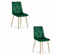 Fauteuil LIBRA - velours vert foncé / pieds couleur bois x 2