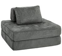 Fauteuil-lit 2 en 1 HOMCOM, canapé-lit pliable avec fonction couchage, coussins, gris